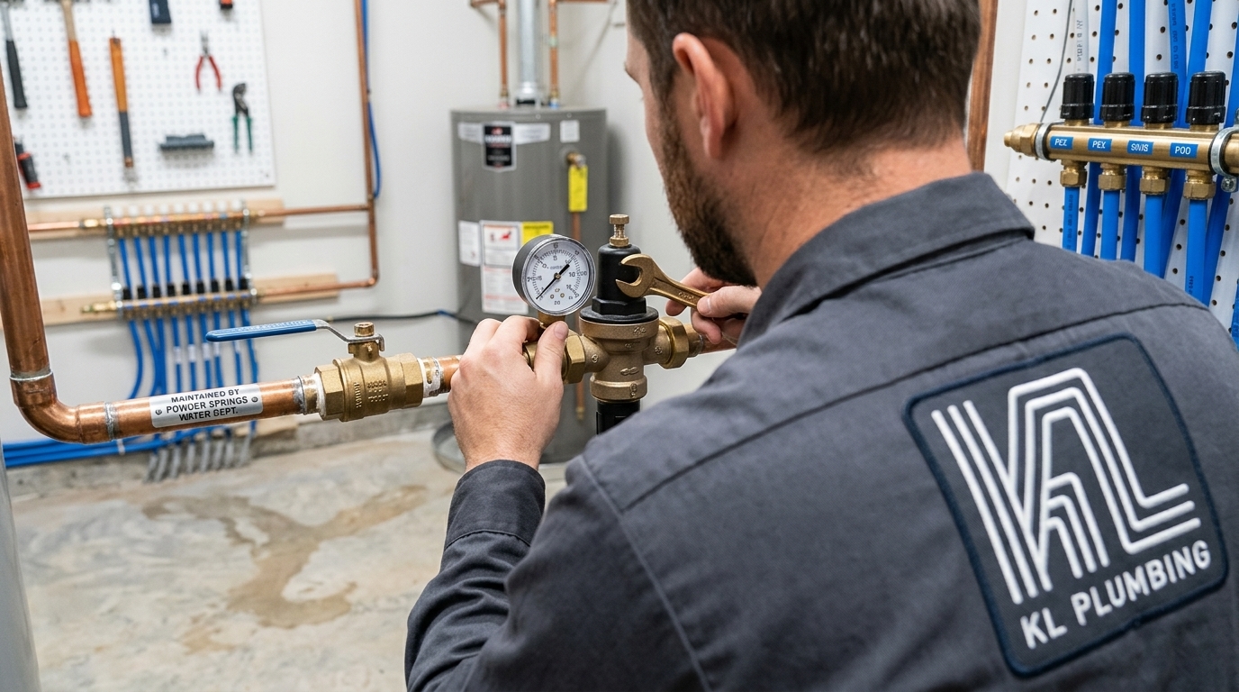 K L Contractor Plumbing Inc | Why Is My Water Pressure Low Throughout the House? Plumber_checking_pressure_regulator_202608201922