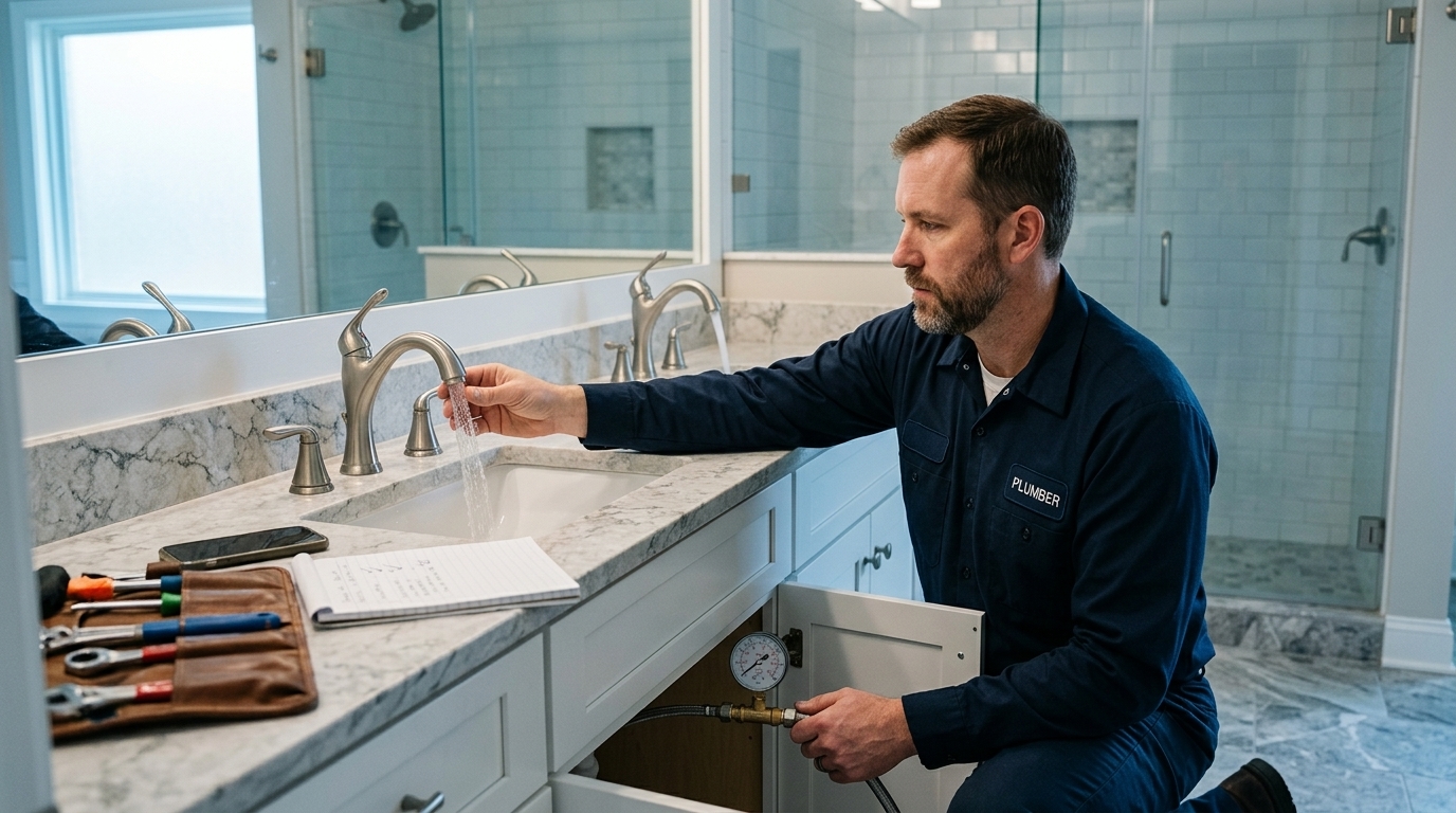 K L Contractor Plumbing Inc | Why Is My Water Pressure Low Throughout the House? Plumber_checking_water_pressure_202608201921