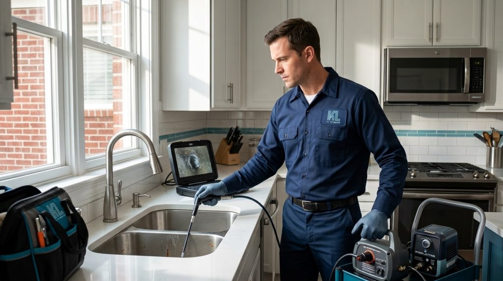 Plumber_diagnosing_kitchen_sink