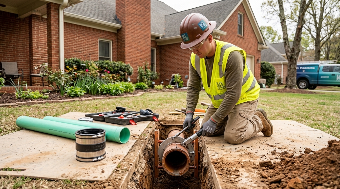 K L Contractor Plumbing Inc | Sewer Line Repair vs. Replacement: Which Does Your Home Need? Plumber_repairing_sewer_pipe_202608202307