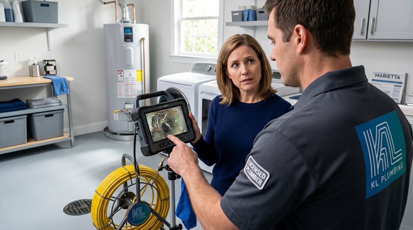 Plumber_showing_homeowner_sewer