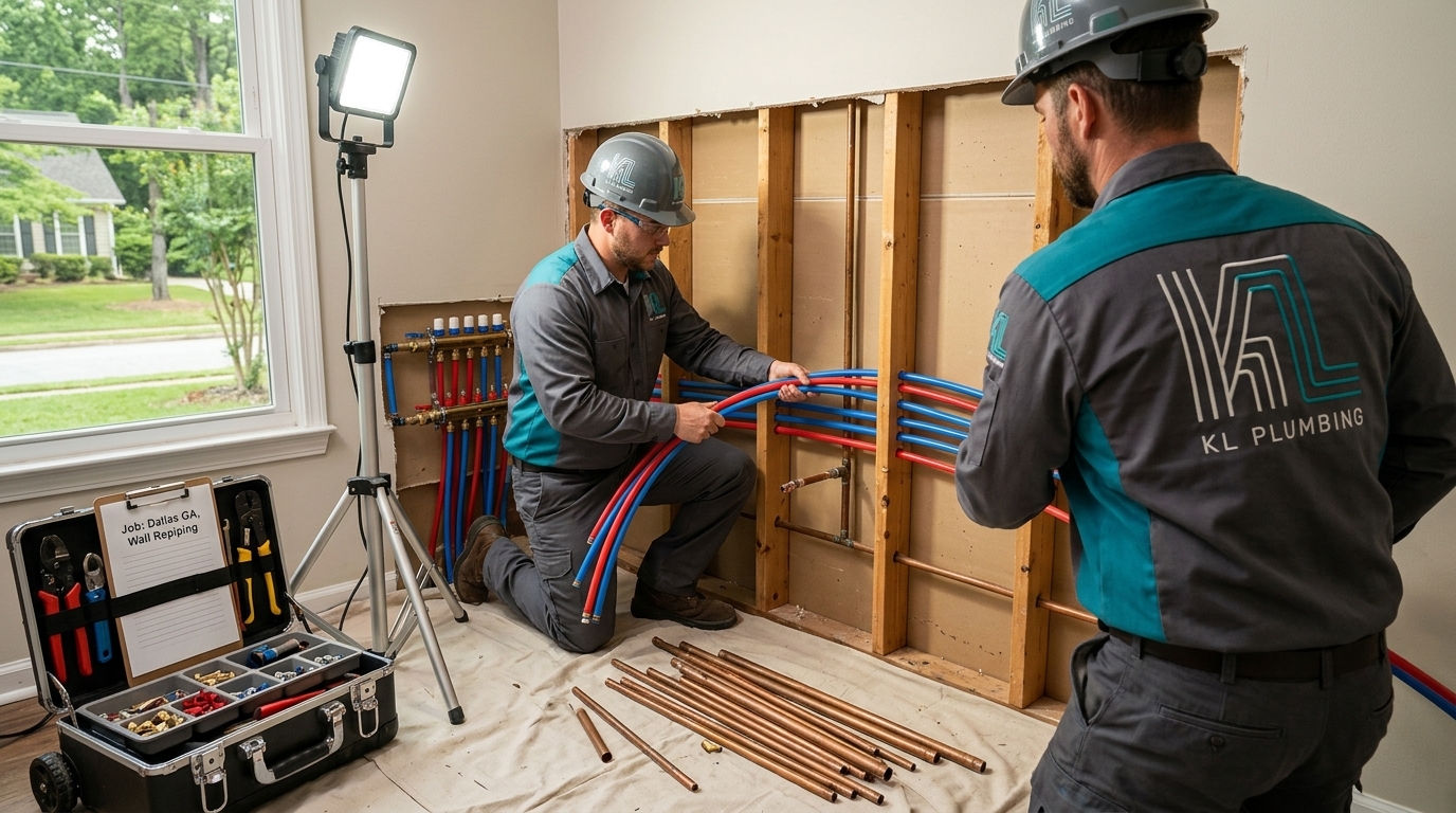 K L Contractor Plumbing Inc | Should You Repair Old Pipes or Repipe Your House? Plumbing_crew_routing_supply_lines_202608201835