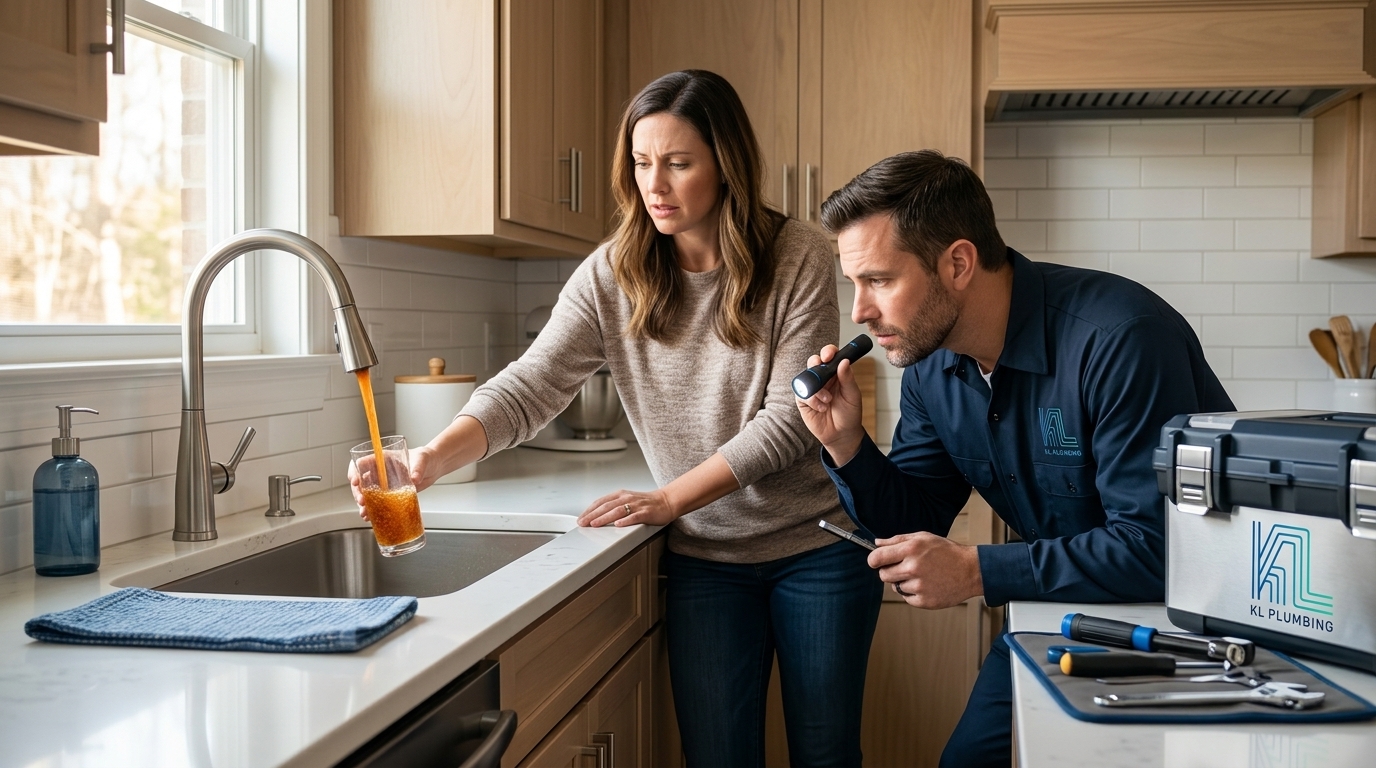 K L Contractor Plumbing Inc | How to Tell if Your Home Needs Whole-House Repiping Homeowner_checking_rusty_water