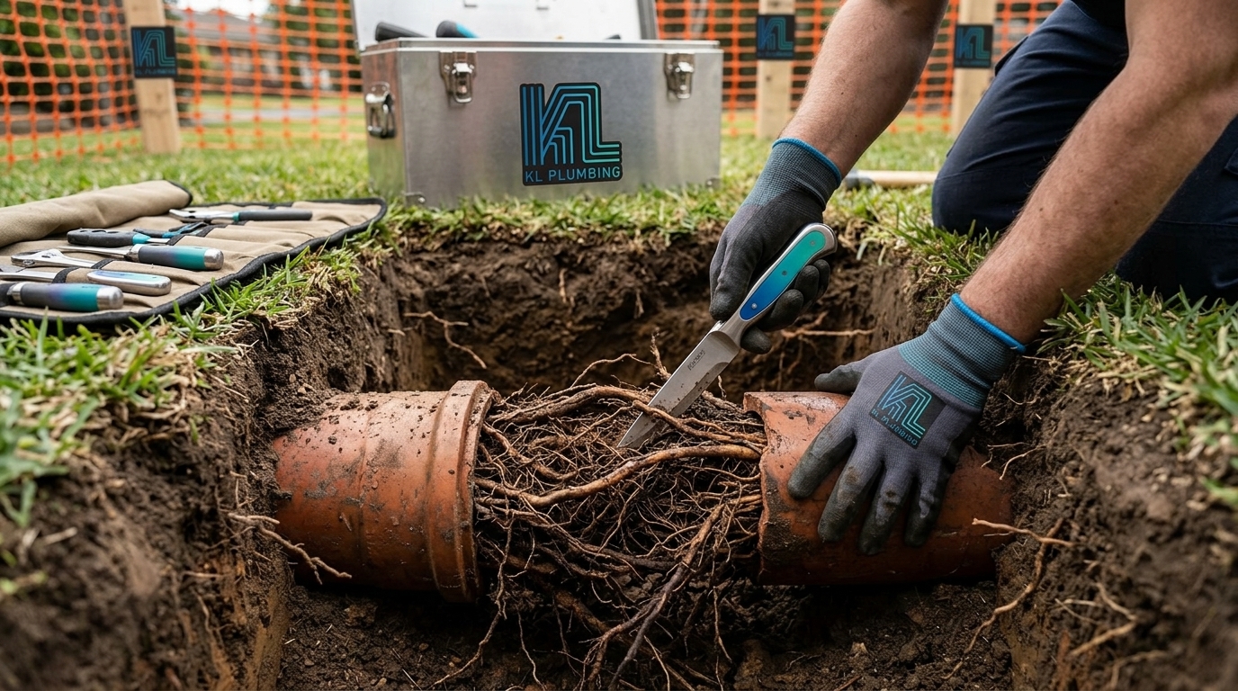 K L Contractor Plumbing Inc | Sewer Line Repair in Sandy Springs: Why Aging Pipes Fail and What It Costs to Fix Them Plumber_exposing_sewer_pipe