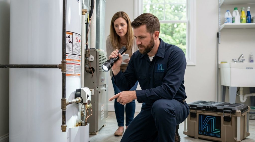 Plumber_inspecting_water_heater