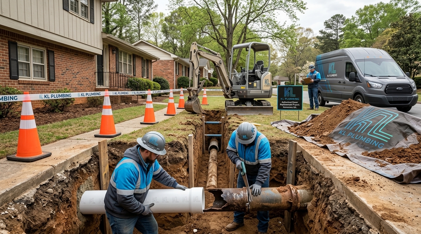 K L Contractor Plumbing Inc | A Homeowner’s Guide to Plumbing Services in Kennesaw, GA Plumbing_crew_replacing_sewer