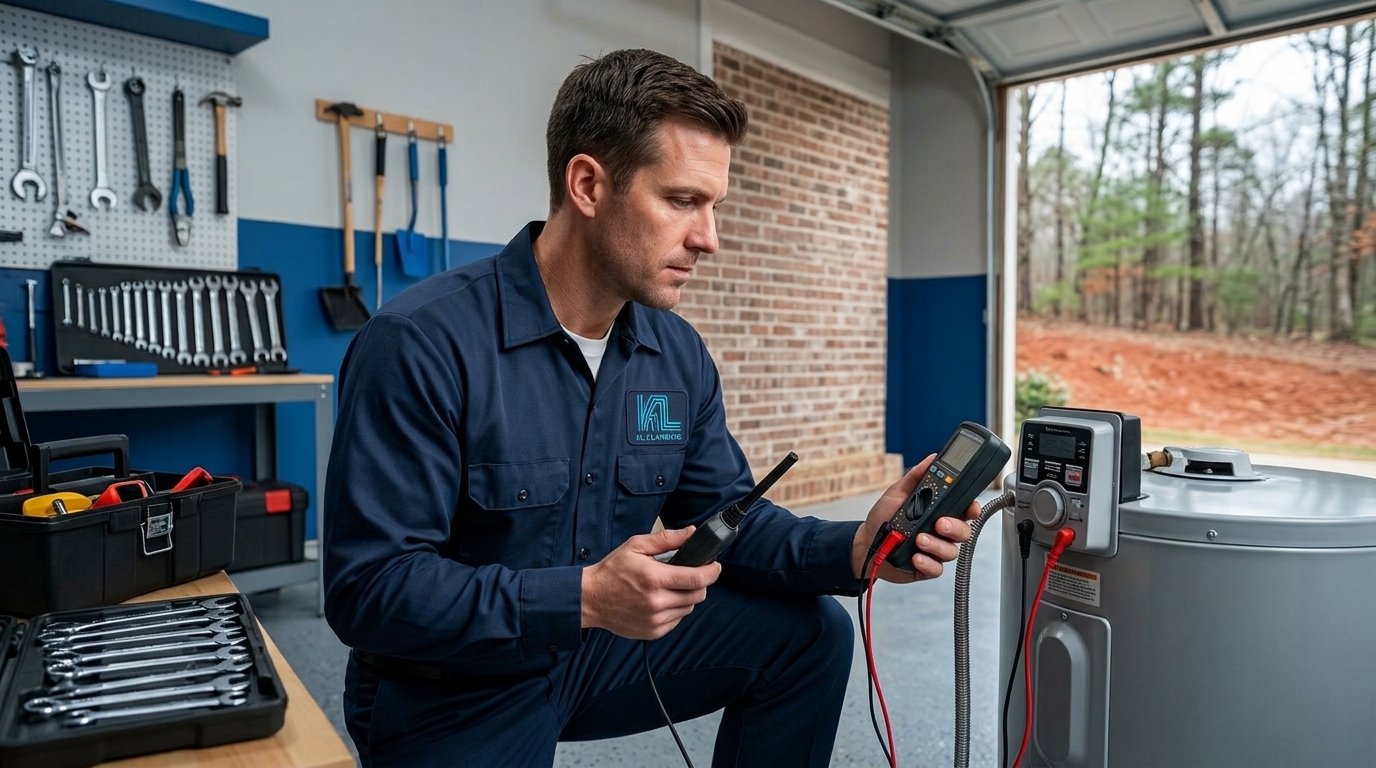 K L Contractor Plumbing Inc | Water Heater Repair vs. Replacement: What Homeowners Should Check First Technician_diagnosing_water_heater