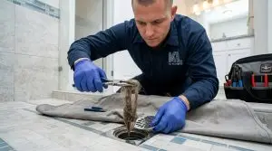 Plumber_removing_hair_clog_from_202605280559 Plumber,Plumber in Marietta