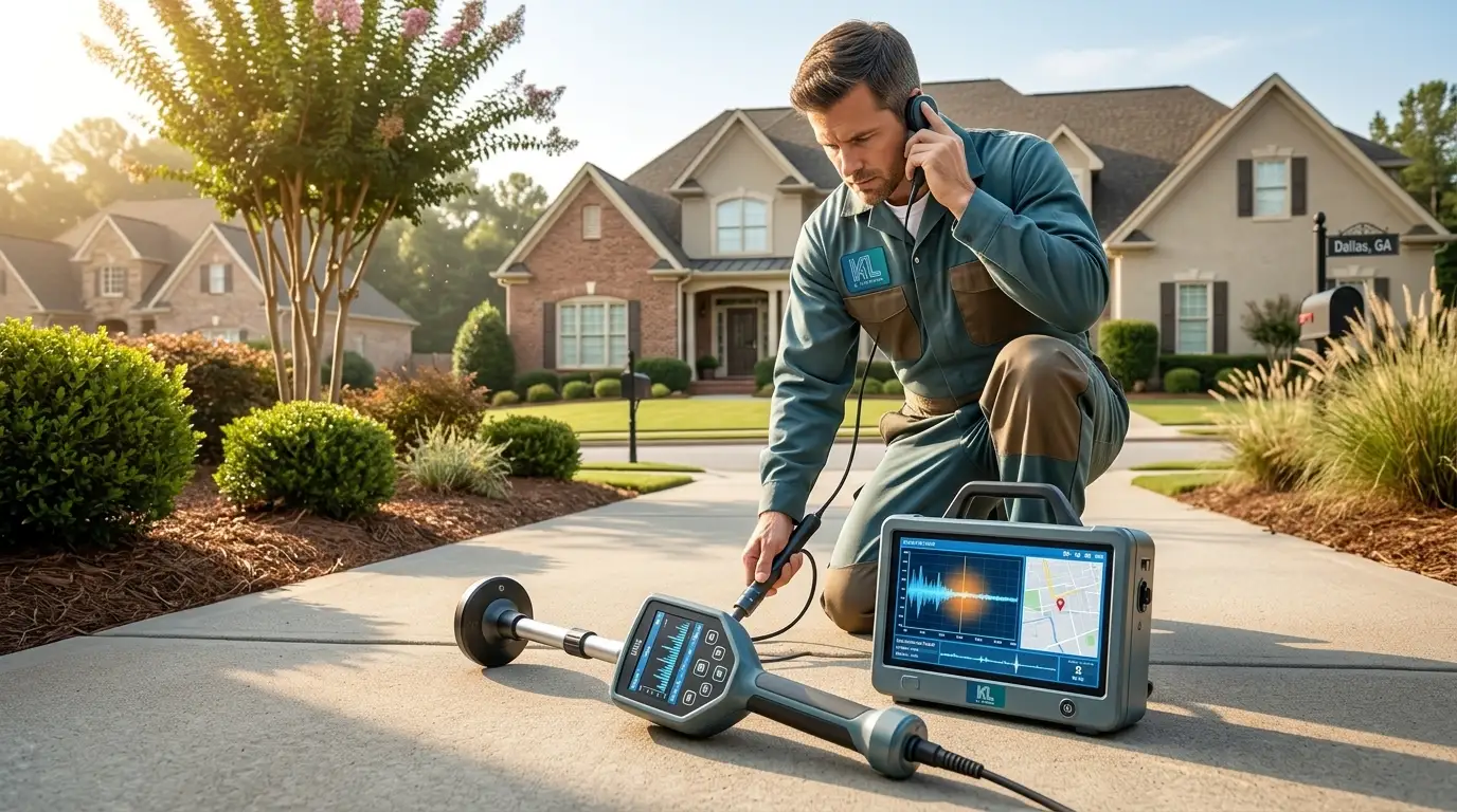 K L Contractor Plumbing Inc | How Do You Know if Your Main Water Line Is Leaking? Technician_locating_underground_…_202608202320